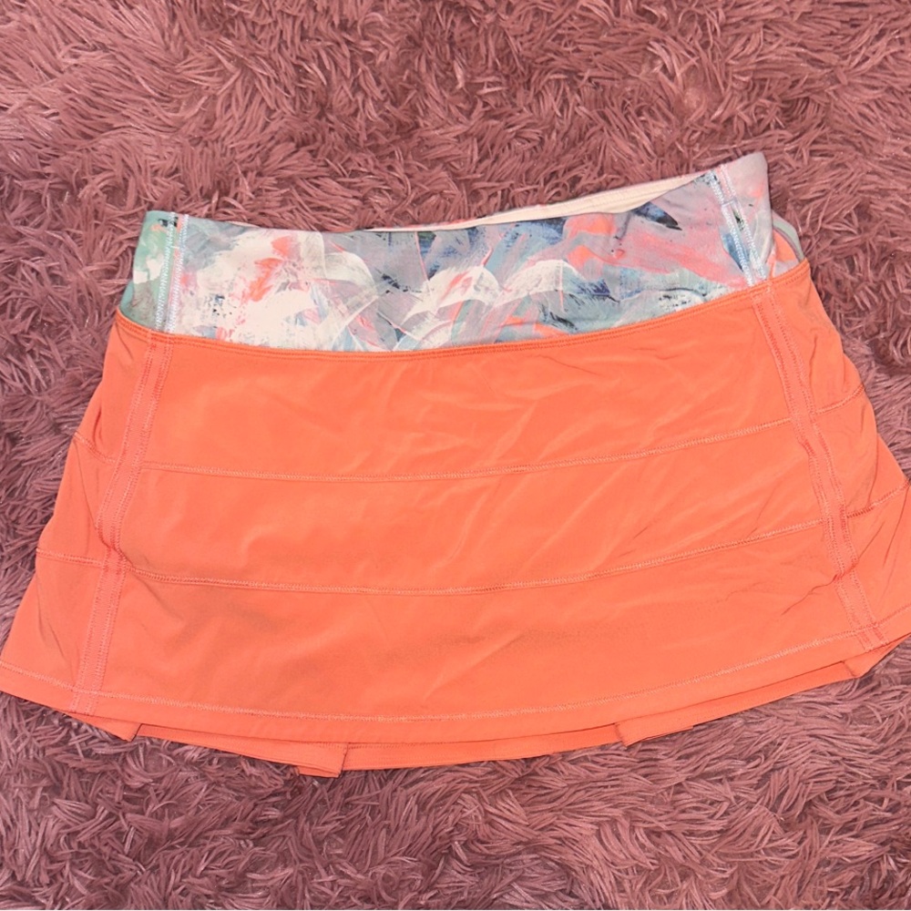 Lululemon Athletica Coral Skirt with Multicolor Waistband
